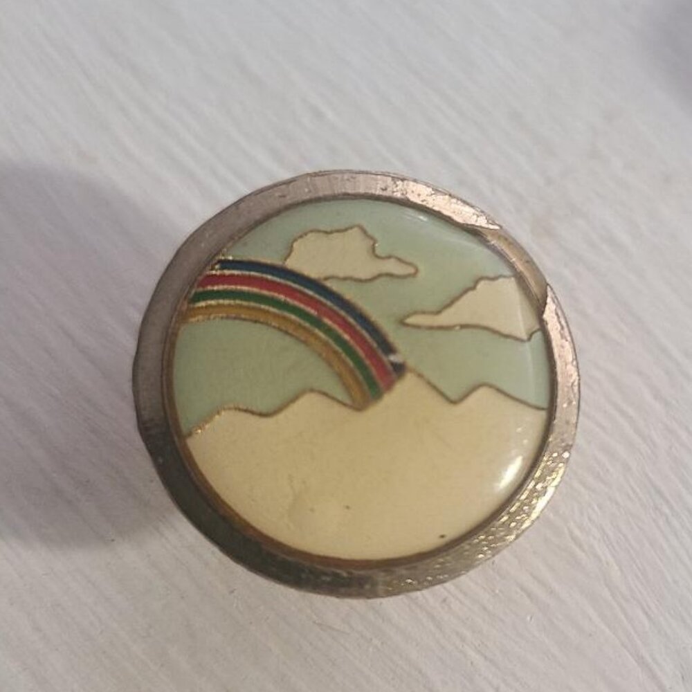 Rainbow In The Clouds Vintage Lapel Pin Tie Tack